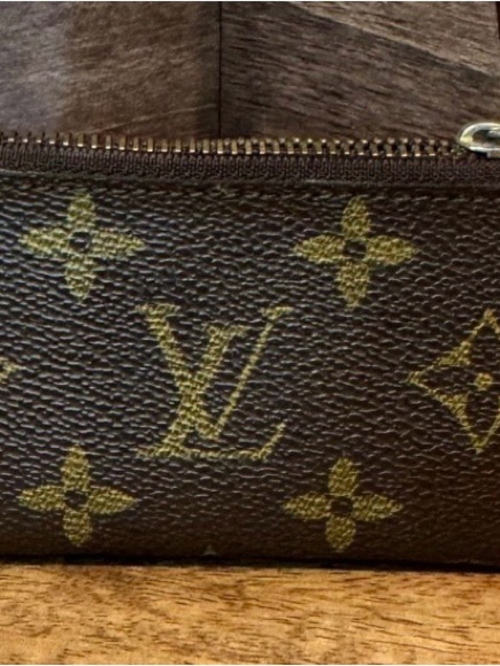Louis Vuitton Monogram Canvas Pouch in Brown and Gold-Tone